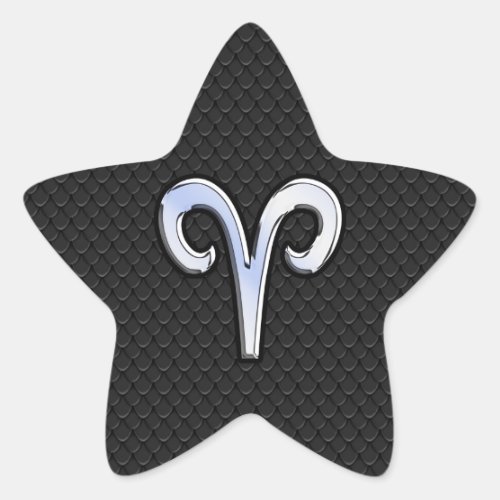 Modern Chrome Like Aries Zodiac Sign Star Sticker