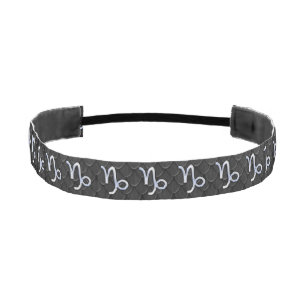 Modern Chrome like Capricorn Sign on Snake style Athletic Headband