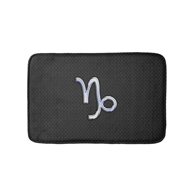 Modern Chrome like Capricorn Sign on Snake style Bathroom Mat (Front)