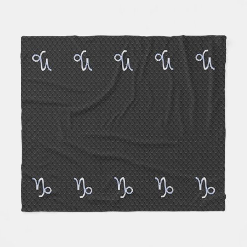 Modern Chrome like Capricorn Sign on Snake style Fleece Blanket