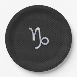 Modern Chrome like Capricorn Sign on Snake style Paper Plates