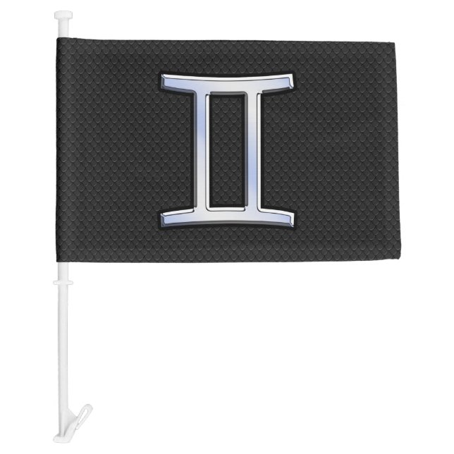 Modern Chrome Like Gemini Zodiac Sign Car Flag (Front)