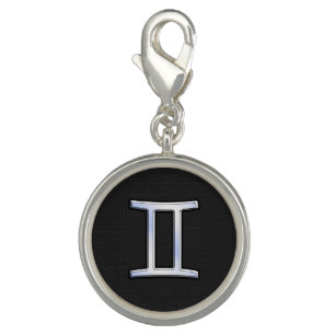 Modern Chrome Like Gemini Zodiac Symbol Charm