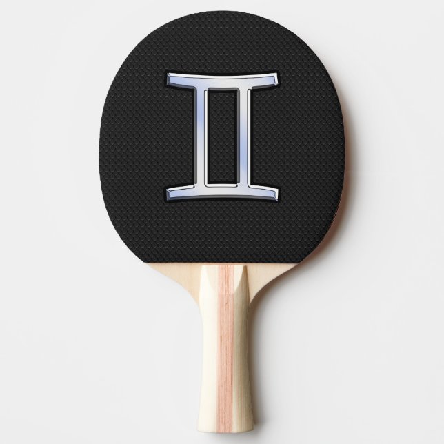 Modern Chrome Like Gemini Zodiac Symbol Ping-Pong Paddle (Front)