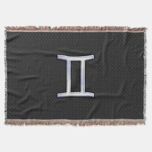 Modern Chrome Like Gemini Zodiac Symbol Throw Blanket