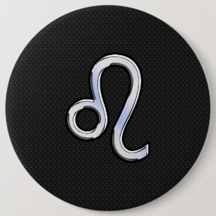 Modern Chrome Like Leo Sign on snake skin Pinback Button