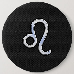 Modern Chrome Like Leo Sign on snake skin Pinback Button