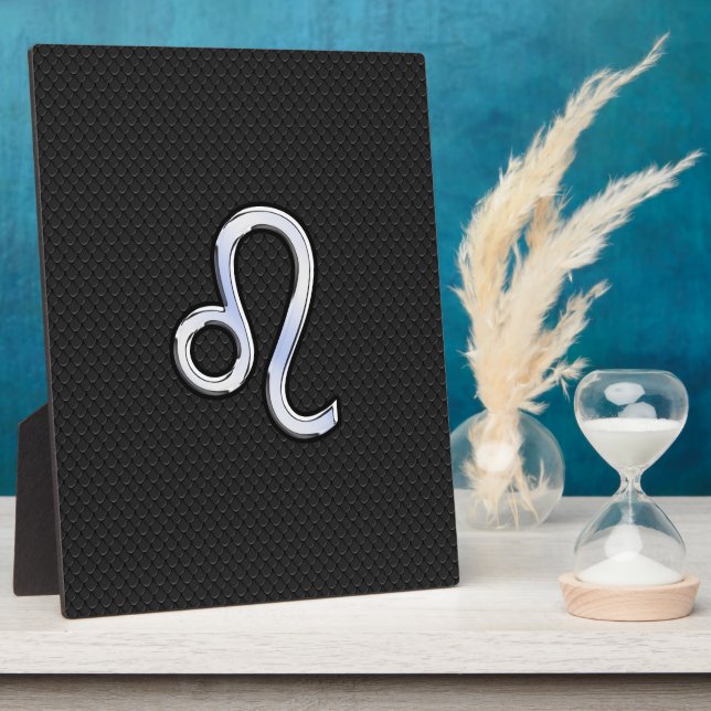 Modern Chrome Like Leo Sign on snake skin Plaque (Side)