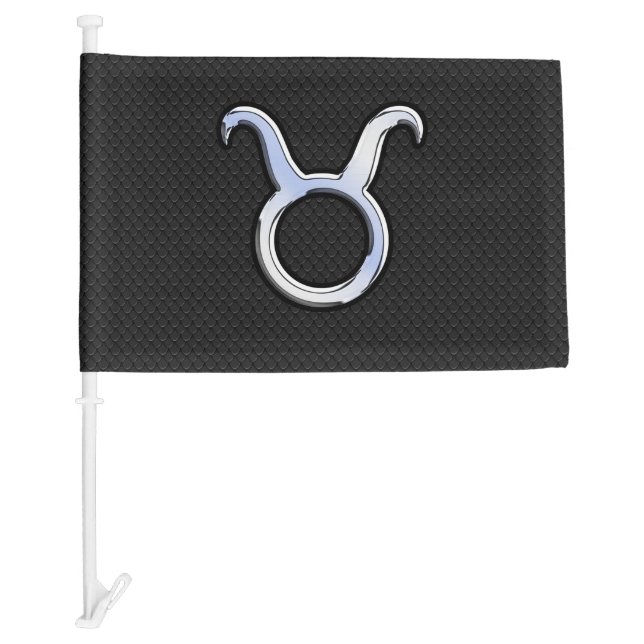 Modern Chrome Like Taurus Zodiac Sign Car Flag (Front)
