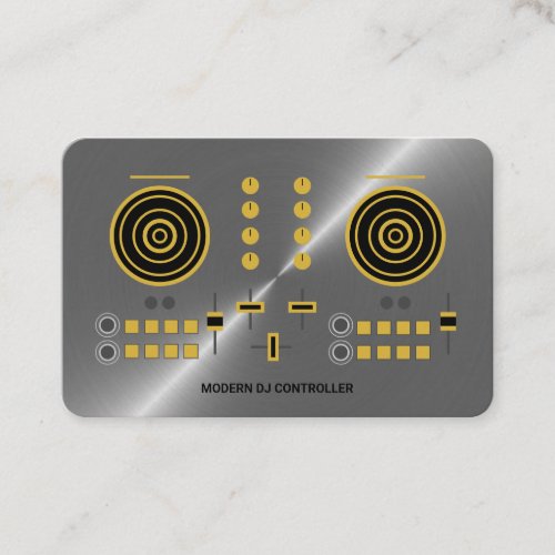 Modern Chrome_Tone Faux DJ Controller 2020 Business Card