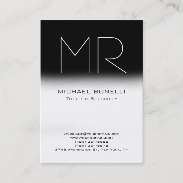 Modern Chubby Black White Gray Business Card (Front)