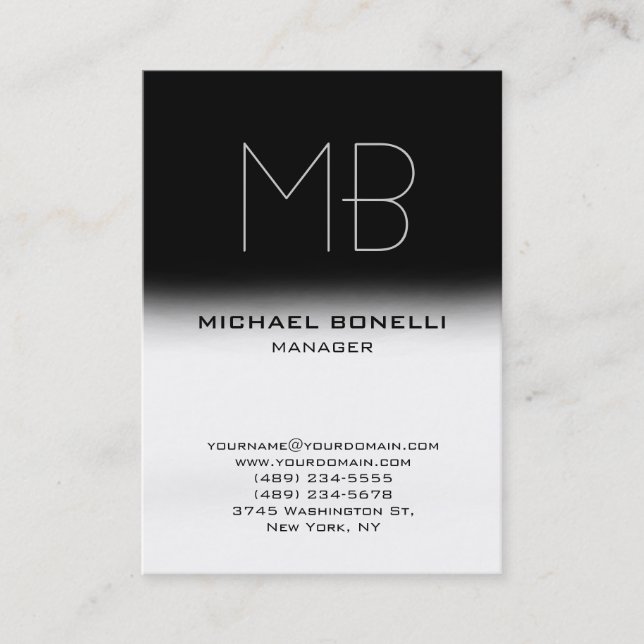 Modern chubby black white stylish business card (Front)