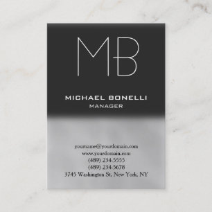 Modern chubby gray monogram business card