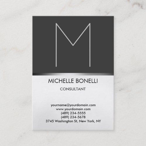 Modern chubby gray monogram stylish business card