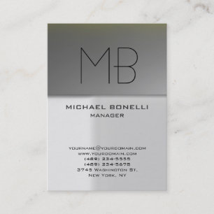 Modern chubby grey monogram business card