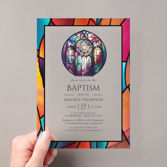 Modern Church Baptism, Dedication or Christening Acrylic Invitations (Insitu (Handheld))