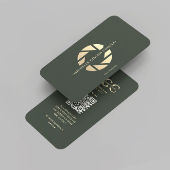 Modern Cinematographer Film Director Green Gold Business Card by GOODSY at Zazzle
