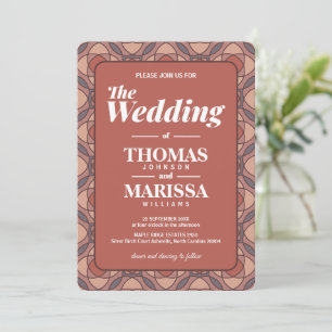 Modern Cinnamon and Marsala Art Deco Wedding QR Invitation