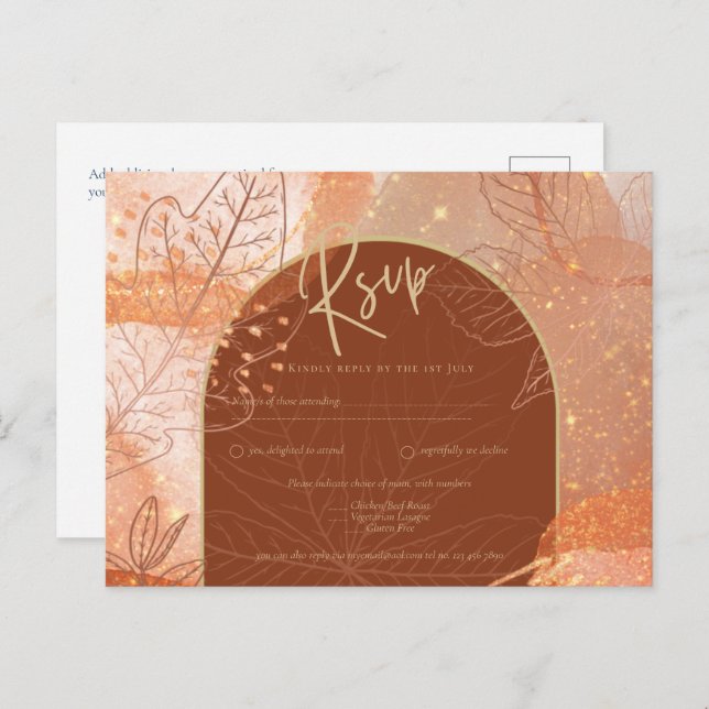 Modern Cinnamon Terracotta Autumn FALL Wedding Postcard (Front/Back)