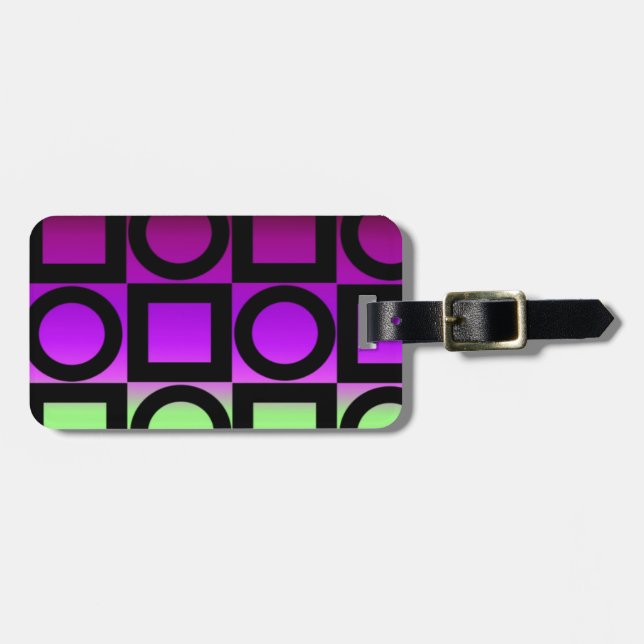 Modern Circle and Square Design Luggage Tag (Front Horizontal)