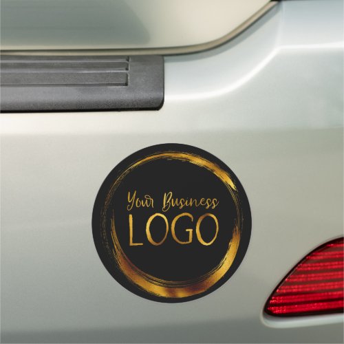 Modern Circle Business Logo on Black Car Magnet