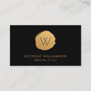 Modern Circle Deep Black Faux Foil Gold Gold Business Card