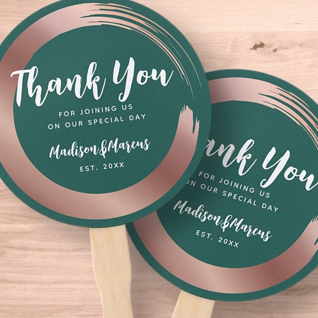 Modern Circle Faux Gold Wedding Thank You Hand Fan (Creator Uploaded)
