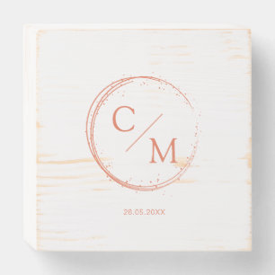Modern Circle Monogram Wedding Wooden Box Sign