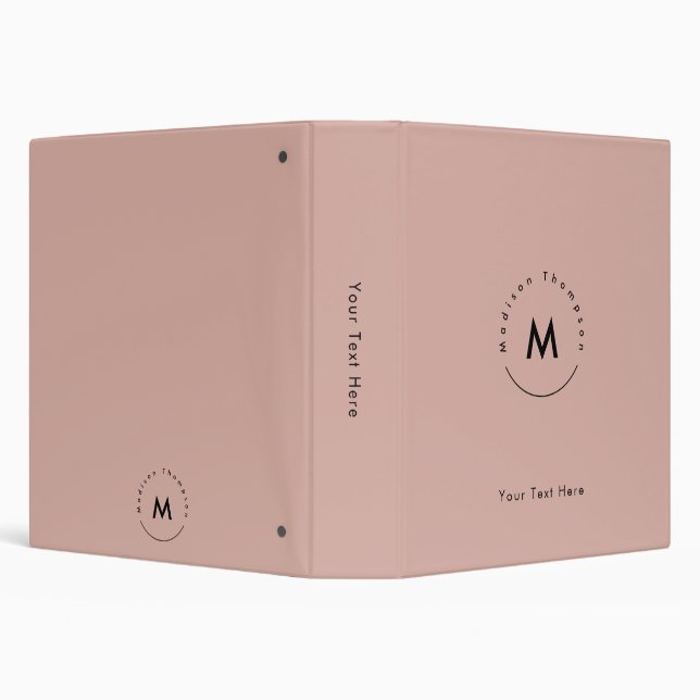 Modern Circle Monogrammed Personal Name Logo Pink 3 Ring Binder (Background)