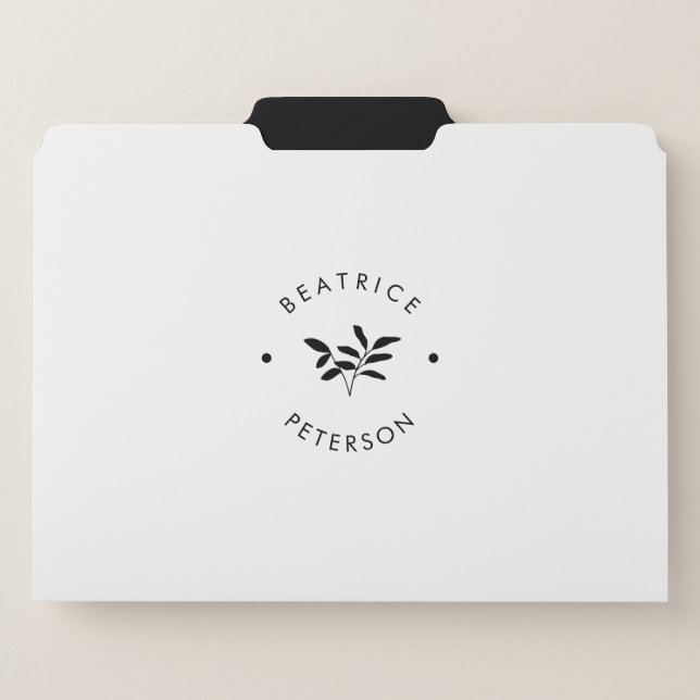Modern Circle Name & Plant Leaf Logo File Folder (Front Center)
