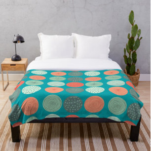 Modern Circle Pattern Teal Orange Duvet Cover