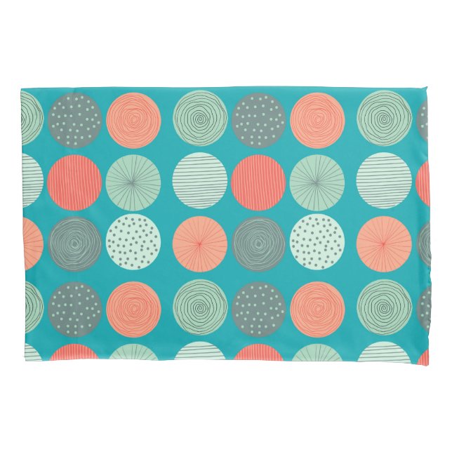 Modern Circle Pattern Teal Orange   Pillow Case (Front)