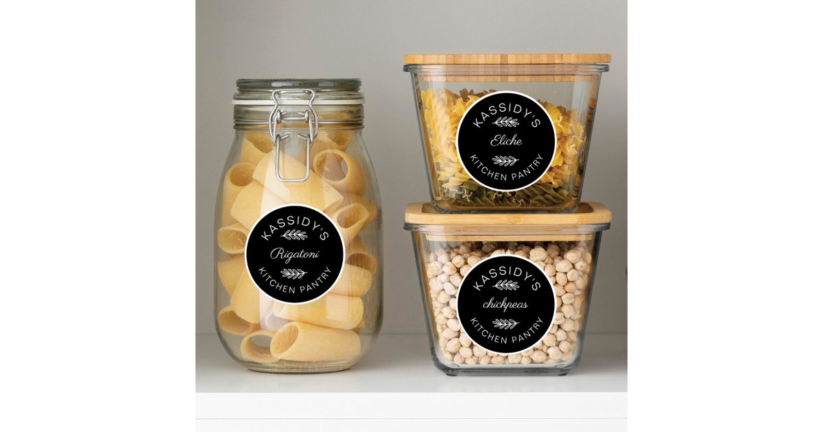 Modern Circle Personalized Kitchen Pantry Labels | Zazzle