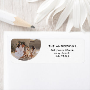 Modern circle photo simple typography Christmas Label