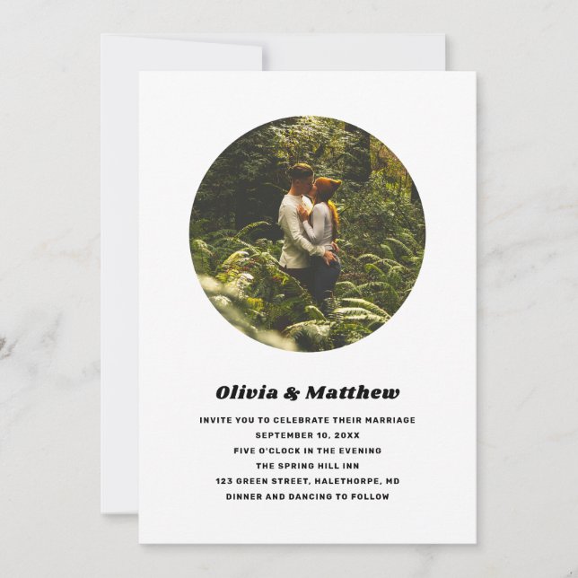 Modern Circle Photo Wedding | Minimalist Elegant Invitation (Front)
