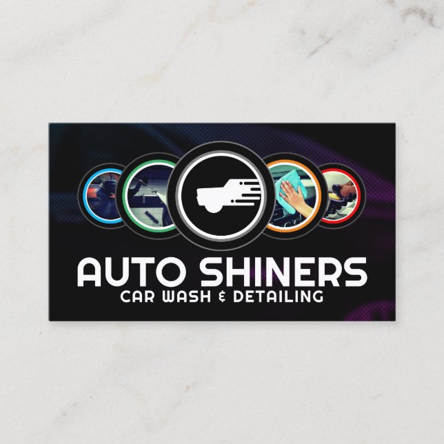 Modern circle round detail automotive  business card (Front)