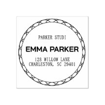 Modern Circle Round Return Address Custom Name Rub