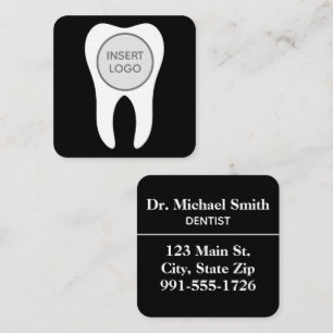 Modern Circle Tooth Logo Dentist and Dental Office Square Business Card