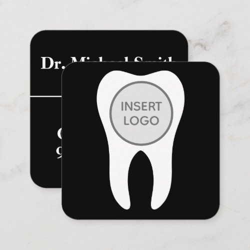 Modern Circle Tooth Logo Dentist and Dental Office Square Business Card