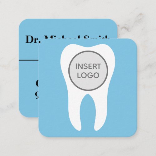 Modern Circle Tooth Logo Dentist and Dental Office Square Business Card