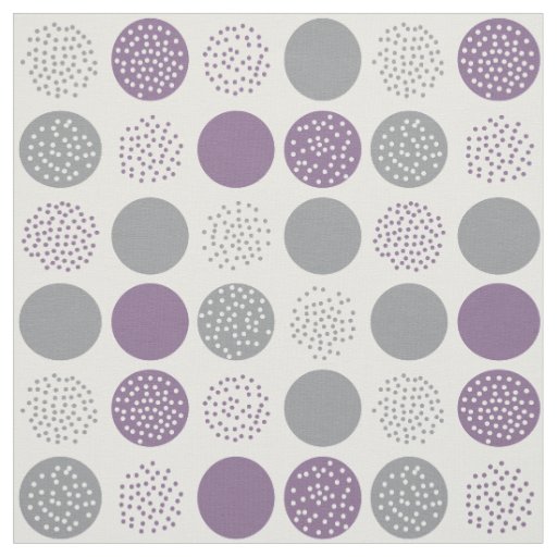 Modern Circles Dots White Grey Plum Fabric