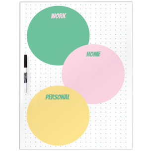 Modern Circles Dry Erase Board Green Pink Yellow