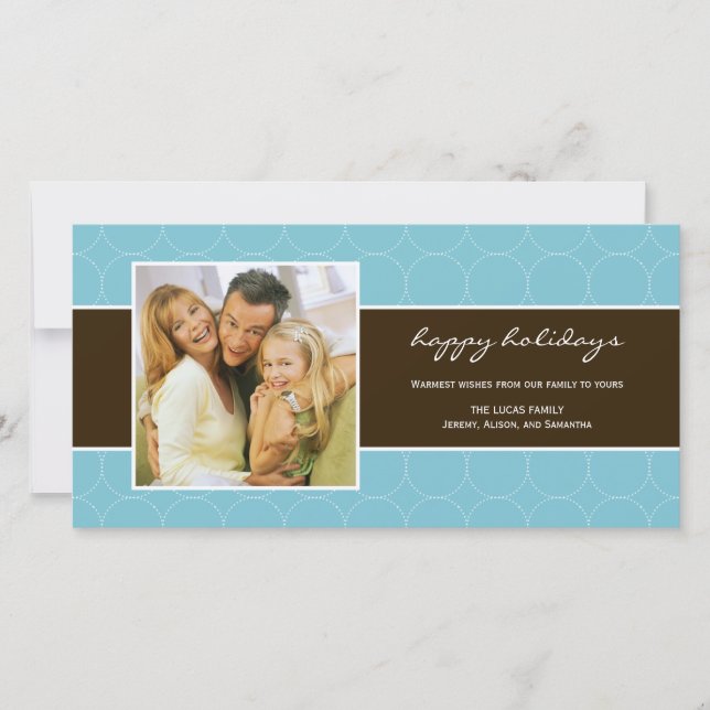 Modern Circles Holiday Photo Card - Turquoise (Front)