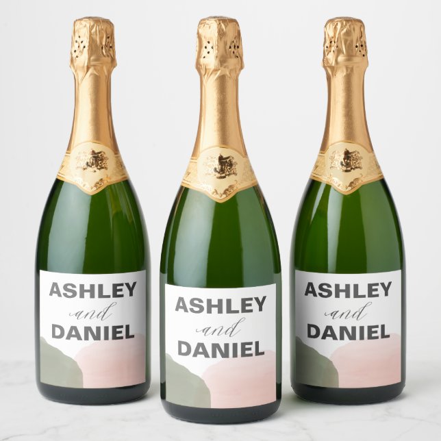 Modern Circles Wedding Sparkling Wine or Wine, Sparkling Wine Label (Bottles)