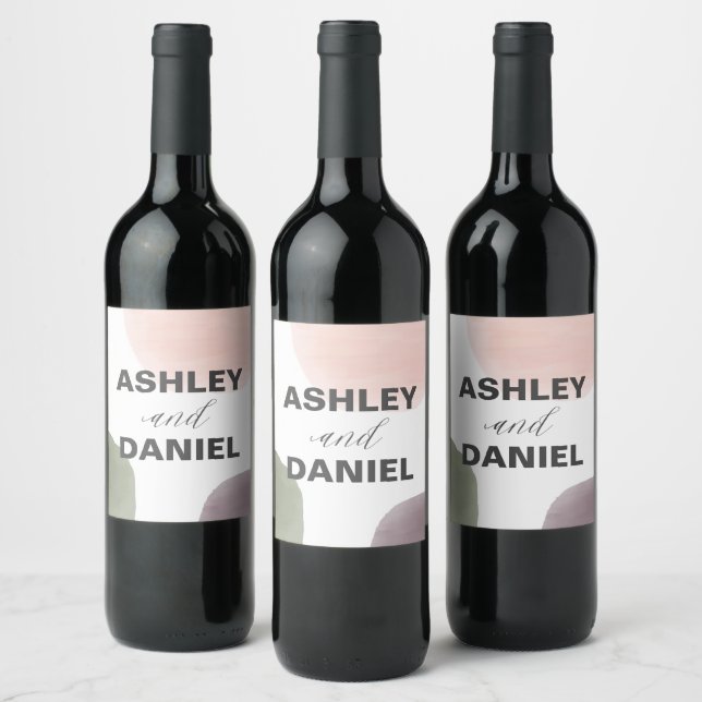 Modern Circles Wedding Wine Bottle, Label (Bottles)