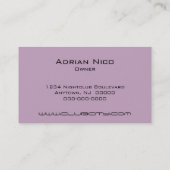 Modern Circular Caps Business Card, Lavender Business Card (Back)