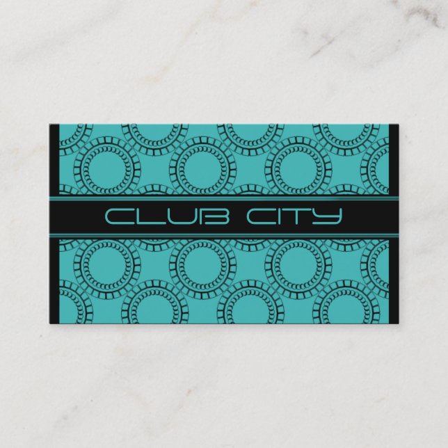 Modern Circular Caps Business Card, Turquoise Card (Front)