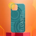 Modern Circular Dot Geometric Pattern Large Name Case-Mate iPhone 14 Case<br><div class="desc">A zen and whimsical, hipster piece of art. You can add a name, monogram or other custom text. A modern, geometric dot pattern with a boho vibe. The individual dots are in a circular pattern. To change the color: click on the customize or advanced design area, and choose a color...</div>