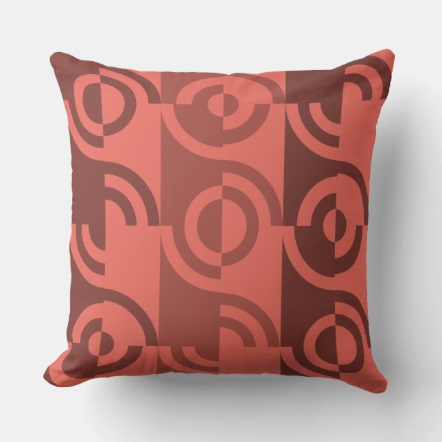 Modern Circular Fragments In Shades of Red  Throw Pillow (Front)
