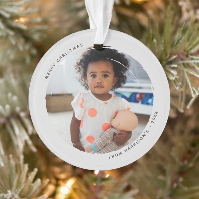 Modern Circular Grunge 2 Photos Acrylic Ornament (Tree)